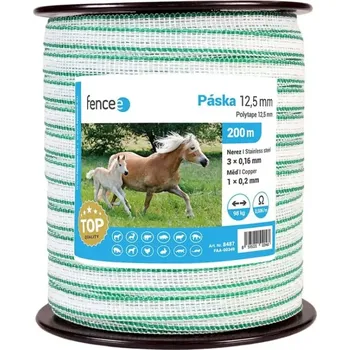 Ohradník VNT electronics Páska pro elektrický ohradník 1,25 cm x 200 m bílá/zelená