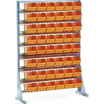 Dílenský regál Jednostranný regál s boxy Unibox (48 ks)