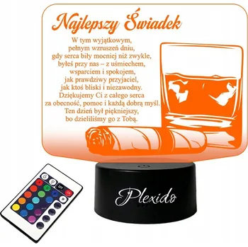 Lampička LAMPKA NA SKLE Nejlepší Svědek Poděkování LED 3D + DÁLKOVÝ OVLADAČ 16 BAREV