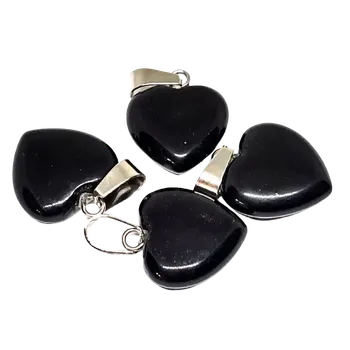 Přívěsek Obsidián černý přívěsek srdíčko 2 cm
