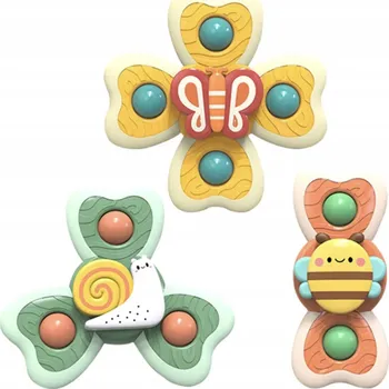 3 FIDGET SPINNERY S PŘÍSAVKOU HRAČKA DO VANY SENZORICKÁ ANTISTRESOVÁ