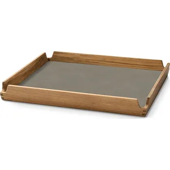 Servírovací podnos AIRY NUPO 30 x 30 cm, tmavě šedá / hnědá, kůže / dřevo, LIND DNA