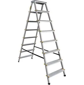 Schůdek Hliníkové schůdky Verona BY s plošinou, oboustranné, 2 x 8 stupňů