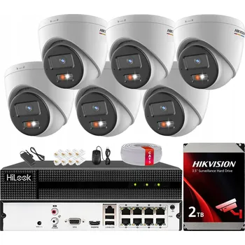 Bezpečnostní kamera Monitorovací sada 6 IP kamer 4MPx ColorVu Hybrid Light IR30m Hikvision 2TB