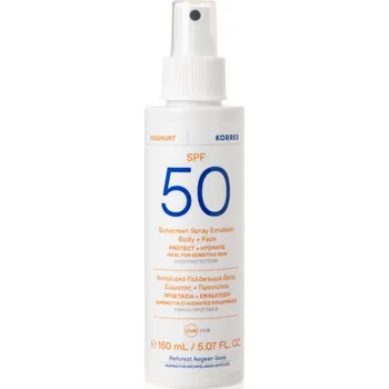 Stojan na slunečník Korres Yoghurt Sunscreen opalovací mléko ve spreji na obličej a tělo SPF 50+ 150 ml
