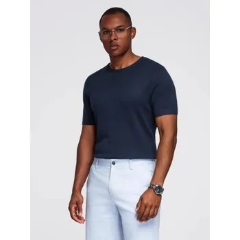 Ombre Clothing Modré pánské triko z úpletu V1 TSCT-0252