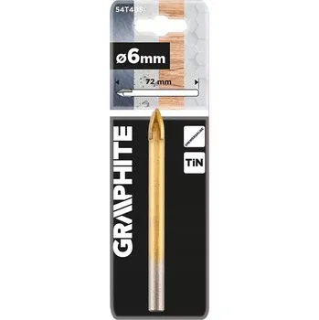 Elektrické nířadí Vrták univerzální TiN, 6 mm, pro dřevo z betonu kovu GRAPHITE 54T405