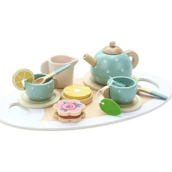Dřevěná hračka Dřevěná dětská sada na odpolední čaj Simulační čajový set Hračka na jídlo Hraní rolí Vzdělávací hračka pro batolata Učení Kuchyňka
