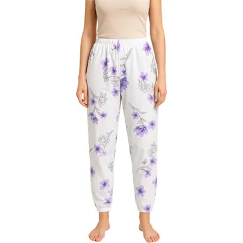 Dámská noční košile Bavlněné pyžamové kalhoty Květuše 727 M fialová