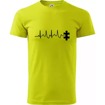 EKG puzzle rozpojené - Klasické pánské triko vyšší gramáže - XS ( Limetková )