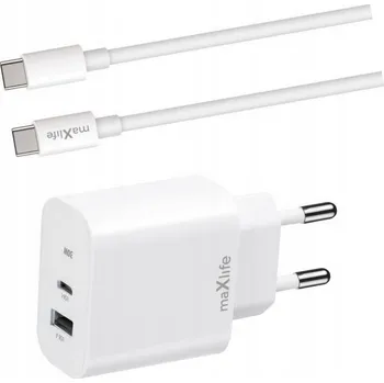 Síťová nabíječka Maxlife 30W pro Samsung, bílá, s 1m kabelem USB-C