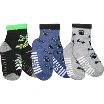 Pánské ponožky 17-19 Ponožky 3x PROTISKLUZOVÉ polofroté YO ABS