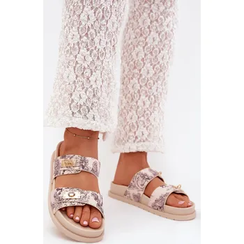 Dámské pantofle Boto Vzorované Dámské Pantofle Na Platformě Béžové Sorina Boto bílá | krémová 3370687