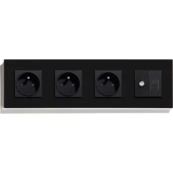 Elektrická zásuvka Čtyřnásobná skleněná elektrická zásuvka s konektorem pro satelit / internet RJ45