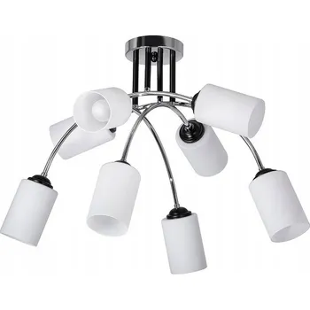 Stropní svítidlo lustr 8xE27 chrom s mléčnými stínidly trubice