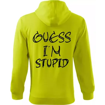 Pánská mikina Guess iam stupid - Mikina s kapucí na zip trendy zipper - 3XL ( Limetková )