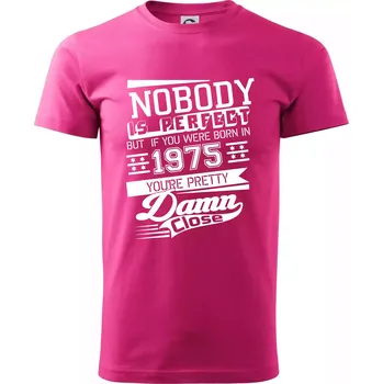 Pánské tričko Nobody is perfect - 1975 - Klasické pánské triko vyšší gramáže - XL ( Purpurová )