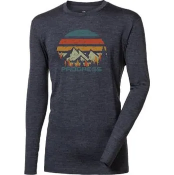 Pánské tričko PROGRESS LOKI pánské triko dlouhý rukáv 100% merino vlna šedý melír S