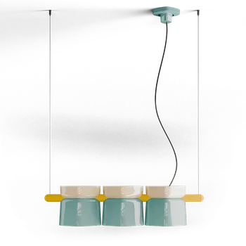 Ferroluce Závěsné svítidlo YAKITORI, d. 104,5 cm, 3xE27 Barva: Krémová-modrá