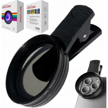 Polarizační filtr 52mm CPL FOTOGRAFICKÝ + Klip Držák na telefon