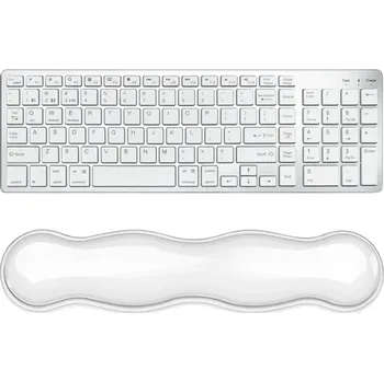 Silikonová ergonomická podložka pod zápěstí 36 x 8 cm k psaní na klávesnici Dlouhá opěrka ruky Kancelářská prevence bolesti bílá