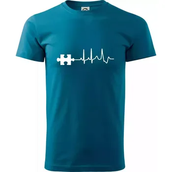 Pánská móda EKG puzzle rozpojené - Klasické pánské triko vyšší gramáže - 2XL ( Petrolejová )
