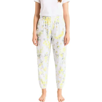 Dámská noční košile Bavlněné pyžamové kalhoty Květuše 728 XL žlutá