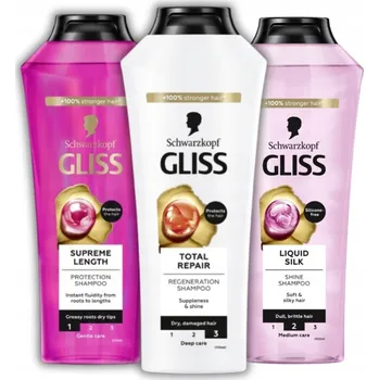 Šampon Gliss Kur Liquid Silk Total Repair Šampon na vlasy Mix 400 ml x3