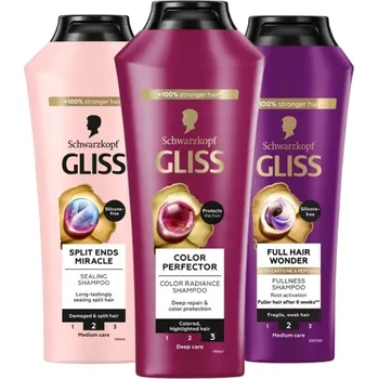 Šampon Gliss Full Hair Wonder Color Split Ends Šampon Mix 400 ml x3
