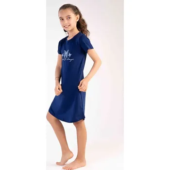 Dámská noční košile Dětská noční košile s krátkým rukávem Motýlci - tmavě modrá - 3 - 4