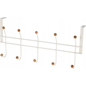 Věšák VĚŠÁK NA DVEŘE ZÁVĚSNÝ S 10 HÁČKY BÍLÝ KOVOVÝ