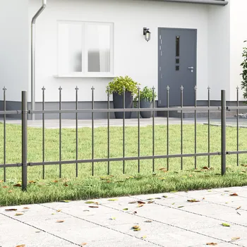 Plot Zahradní plot s hroty, šedý, 11,9 x 0,6 m, ocel Šedá3334128