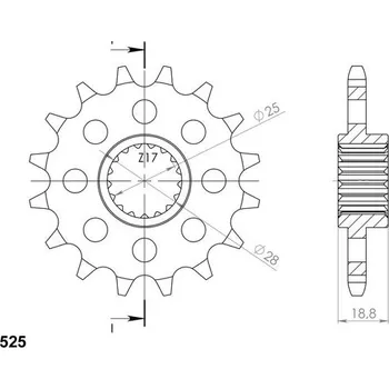 Řetězová sada pro motocykl Řetězové kolečko SUPERSPROX CST-704:17 17 zubů, 525