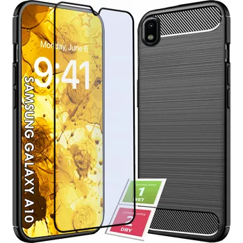 Pouzdro na mobilní telefon Zadní Kryt pro Samsung Galaxy A10 PANCERNE CARBON CASE černý
