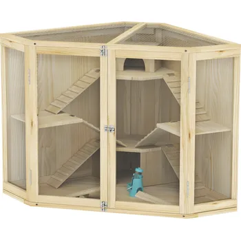 Dřevěná klec pro křečky 115 x 69,5 x 79 cm | přírodní