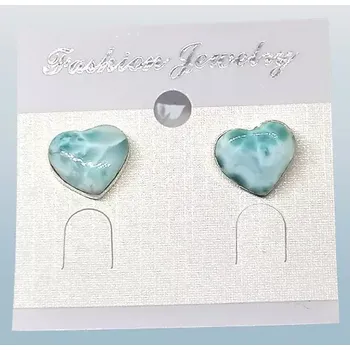 Náušnice Larimar náušnice ve tvaru srdce – 1,2 cm, esoterické šperky