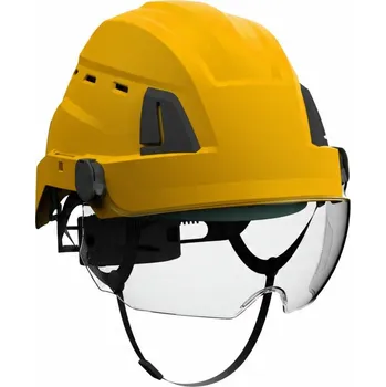 Pracovní přilba PŘILBA PROTEKT ATRA 40V S41 S VIZÍREM, VĚTRÁNÍM A OTOČNOU VAZBOU, ŽLUTÁ