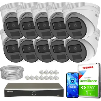 Bezpečnostní kamera Sada pro monitoring 10x IPCAM-T2-P Full HD, PoE, IR 20m, Hilook Hikvision