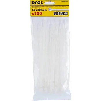 Stahovací páska Stahovací pásky 3,6 x 200 mm nylonové bílé 100 ks