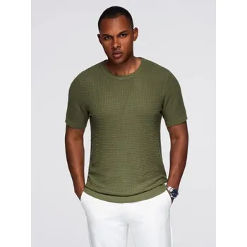 Ombre Clothing Olivové pánské pletené tričko V1 TSCT-0253