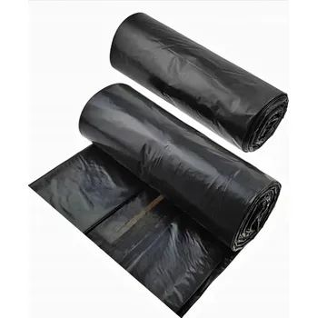Pytle na odpadky Sáčky na odpad v roli 120L se stahovací páskou, černé, 10 kusů, 70x110 cm, LDPE