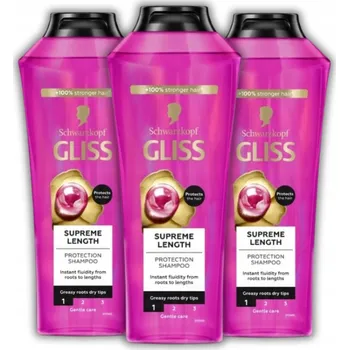 Šampon Gliss Supreme Length Šampon pro Vlasy Náchylné k Poškození 400 ml x3