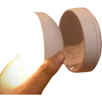 Nástěnné svítidlo Bílá nástěnná LED lampa s pohybovým senzorem 3000K 360° otočná magnetická základna USB dobíjení 1200mAh baterie světlo do ložnice