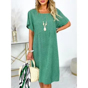 Dámské šaty Fashionweek Volné šaty ze vzdušné viskózy s přívěskem pro moletky IT-UMMA Barva: Zelená, Velikost: Universal