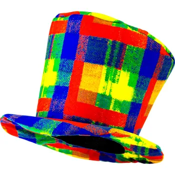 Karnevalový doplněk Barevný kostkovaný klobouk Klaun
