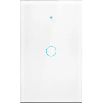 vypínač Chytrý dotykový nástěnný vypínač WiFi Bluetooth 1gang 12 x 7,2 cm LED podsvícení Ovládání přes mobil Alexa Google Home Tvrzené sklo bílá