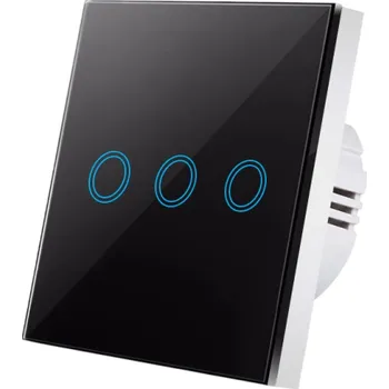 vypínač Dotykový spínač pro chytrou domácnost 3gang 220 V Tvrzené sklo ABS Elegantní panel 8,6 x 8,6 cm Dotykové ovládání Světelná indikace černá