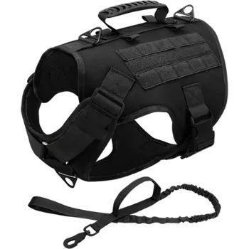 Vodítko pro psa PET ARTIST Taktický set: postroj pro psa a vodítko - černý, velikost L