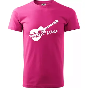 Pánská móda Kytara, takhle to všechno začalo - Klasické pánské triko vyšší gramáže - 2XL ( Purpurová )