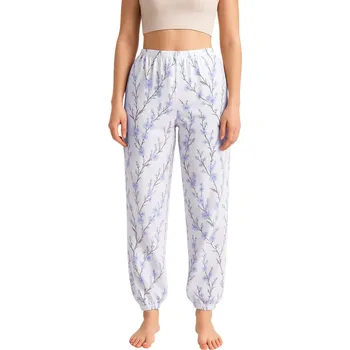 Dámská noční košile Bavlněné pyžamové kalhoty Květuše 723 L fialová